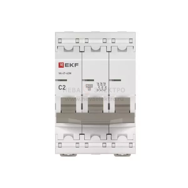 Выключатель автоматический модульный 3п C 2А 4.5кА ВА 47-63N PROxima EKF M634302C