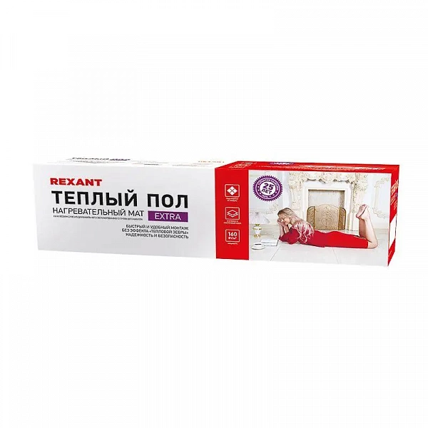 Комплект "Теплый пол" (мат) двухжил. 640Вт 0.5х8м 4кв.м Extra Rexant 51-0508