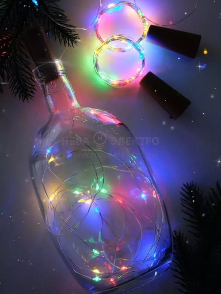 Гирлянда "Пробки" DC-G04-20MS2 20 RGB LED 3х(LR44/LR1154/AG13/G13) в компл. (уп.2шт) ФАZА 5059689