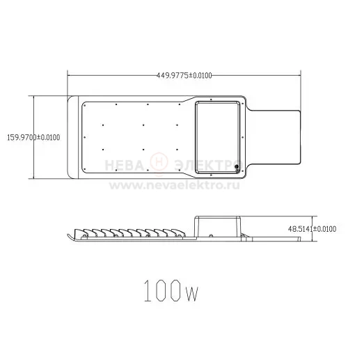 Светильник светодиодный SPP-503-0-50K-100 100Вт 5000К IP65 10000лм КСС:Ш-С уличный консольный (аналог ДКУ) Эра Б0043669