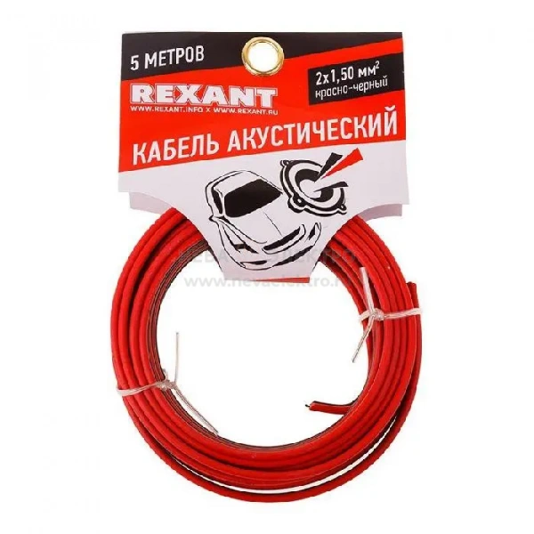 Кабель Stereo 2х1.50 красн./черн. (уп.5м) Rexant 01-6106-3-05