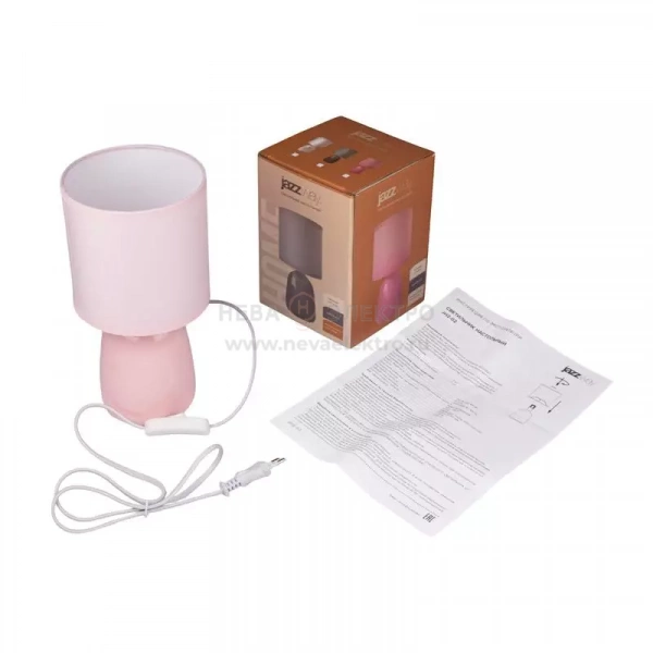 Светильник настольный JH2-02-pk E14 IP20 130х130х255мм керамика; ткань; PVC-пластик роз. JazzWay 5062337