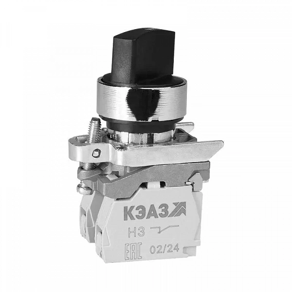 Переключатель КПЕ1511РС 1но+1нз ручка фикс 2поз IP54 черн. КЭАЗ 275273