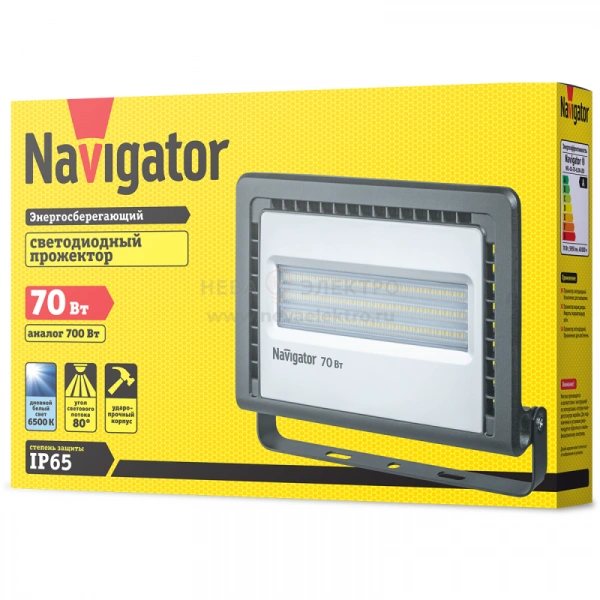 Прожектор светодиодный 14 148 NFL-01-70-6.5K-LED 70Вт 6500К IP65 5950лм черн. Navigator 14148