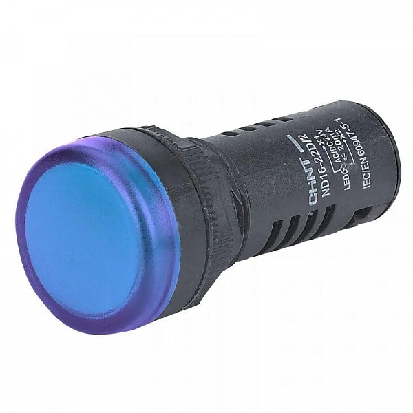 Индикатор ND16-22D/4C встроен. конденсатор IP65 AC 230В (R) син. CHINT 828066