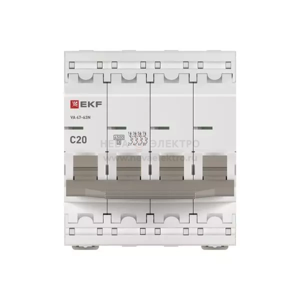 Выключатель автоматический 4п C 20А 4.5кА ВА 47-63N PROxima EKF M634420C
