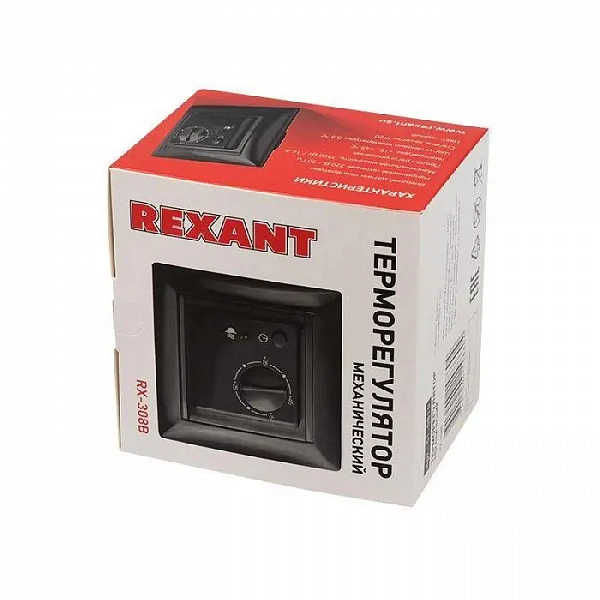Терморегулятор механический RX-308B черн. (совместим с Legrand серии Valena) Rexant 51-0816
