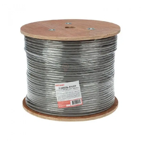Кабель витая пара F/UTP кат.6 4х2х0.57 23AWG solid ZH нг(А)-HF INDOOR CU сер. (305м) Rexant 01-0167