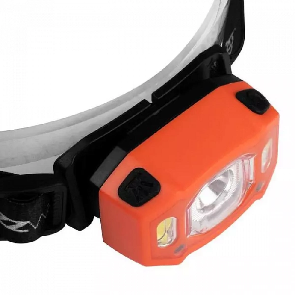 Фонарь аккумуляторный налобный AccuH3-L5W-og zoom LED 5Вт + 2хRED SMD IP54 5 режимов: 100проц. 180лм 3.5ч/50проц. 110лм 5.5ч/30проц. 65лм 15ч/красн. 28ч/мигающ. красн. 12ч аккум. 1.2А.ч управл. жестами оранж. JazzWay 5036673