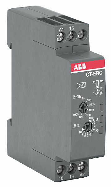 Реле времени CT-ERC.12 компактное (задержка при включ.) 24-48B DC, 24-240B AC (7 ABB 1SVR508100R0000