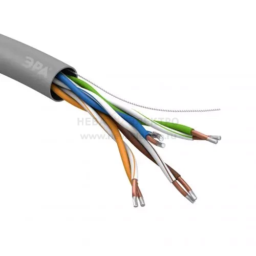 Кабель витая пара U/UTP кат.5E 4х2х24AWG solid CCA PVC Simple сер. (м) UL-4-PVC-A Эра Б0044434