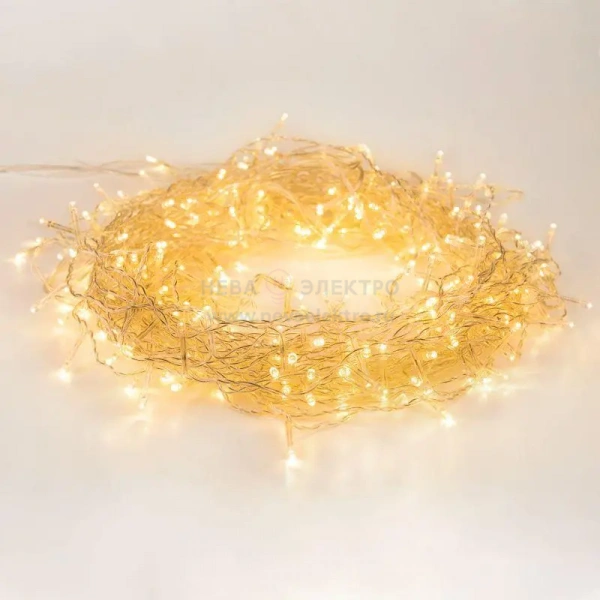 Гирлянда светодиодная "Светодиодный Дождь" 2х3м 240LED тепл. бел. 12Вт 230В IP20 свечение с динамикой провод прозр. Neon-Night 235-066