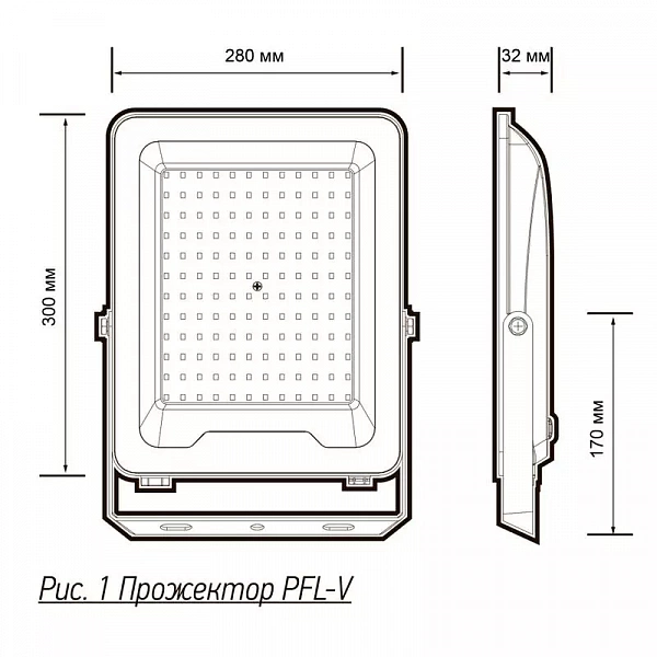 Прожектор светодиодный PFL-V 200Вт 6500К IP65 ДО Pro JazzWay 5039797