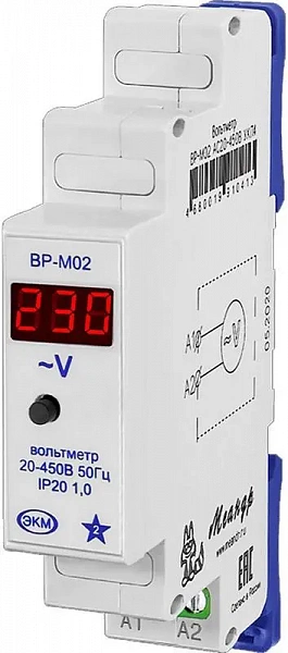 Вольтметр ВР-М02 АС20-450В УХЛ4 (на Din-рейку) Меандр A8302-19910413