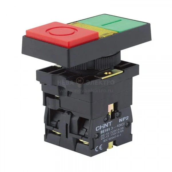 Кнопка двойная NP2-EW8465 черный корпус 1НО+1НЗ AC/DC220В (LED) IP40 (R) CHINT 575344