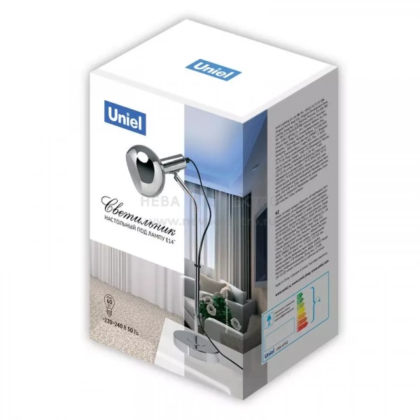 Светильник настольный UML-B702 E14 SILVER 60Вт цоколь Е14 механический выкл. серебр. ТМ Uniel UL-00010159