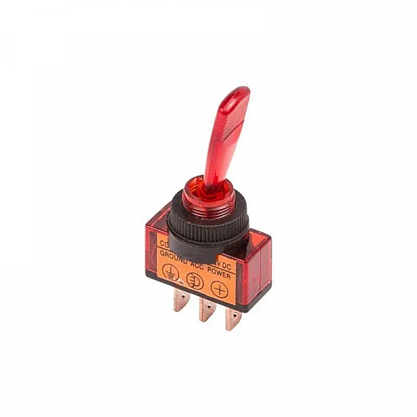 Тумблер 12В 20А (3с) ON-OFF 1п с красн. подсветкой (ASW-13D) Rexant 36-4370