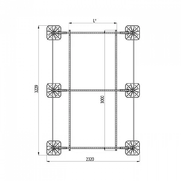 Конструкция опорная для уст. оборудования TECHNORAPTOR 2000х3000 тип 1 KM-TR-F-SSEI-2000-3000-1 КМ TR0045