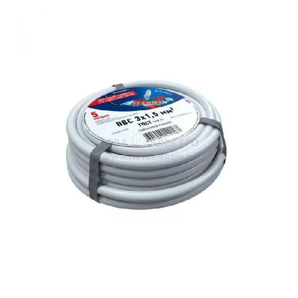 Провод ПВС 3x1.5 Б (уп.5м) Rexant 01-8046-5