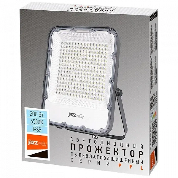 Прожектор светодиодный PFL-S4 200Вт 6500К IP65 80град. ДО с клапаном с линзовым модулем Pro+ JazzWay 5036451