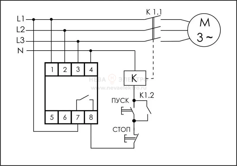 Реле контроля фаз CZF-B (3х400/230+N 8А 1перекл. IP20 монтаж на DIN-рейке) F&F EA04.001.002