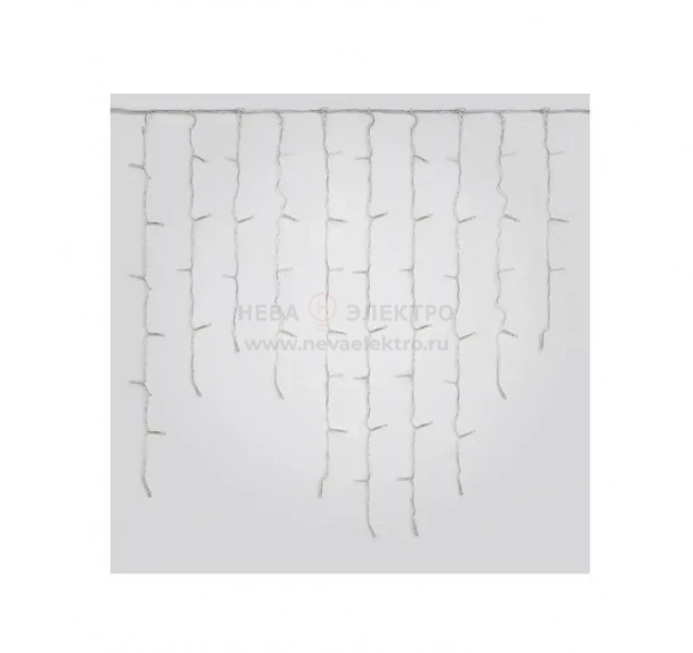 Гирлянда светодиодная "Бахрома" ULD-B2007-100/TTK WHITE IP44 2м 100LED бел. с эффектом мерцания соединяемая провод прозр. Uniel UL-00007209