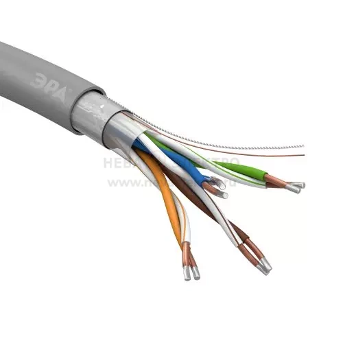 Кабель витая пара F/UTP кат.5E 4х2х24AWG solid CCA PVC Simple сер. (м) FL-4-PVC-A Эра Б0044440