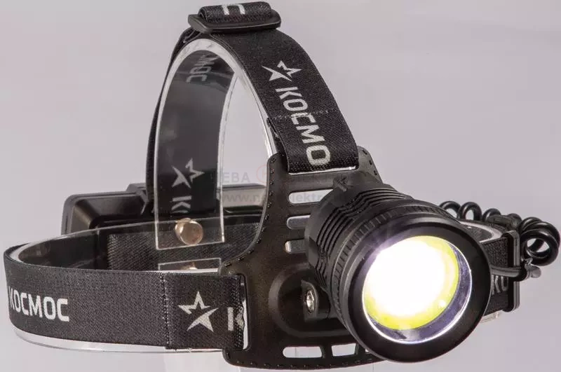 Фонарь налобный аккум. 10Вт P50 LED/Li-ion18650 2х1000мА.ч алюм. КОСМОС (KOC855Lit)