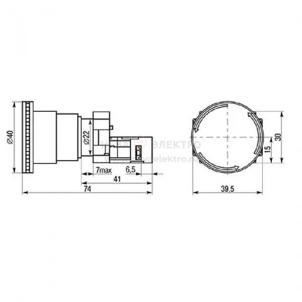 Кнопка грибовидная XB2-BS NC красн. Rexant 36-5543
