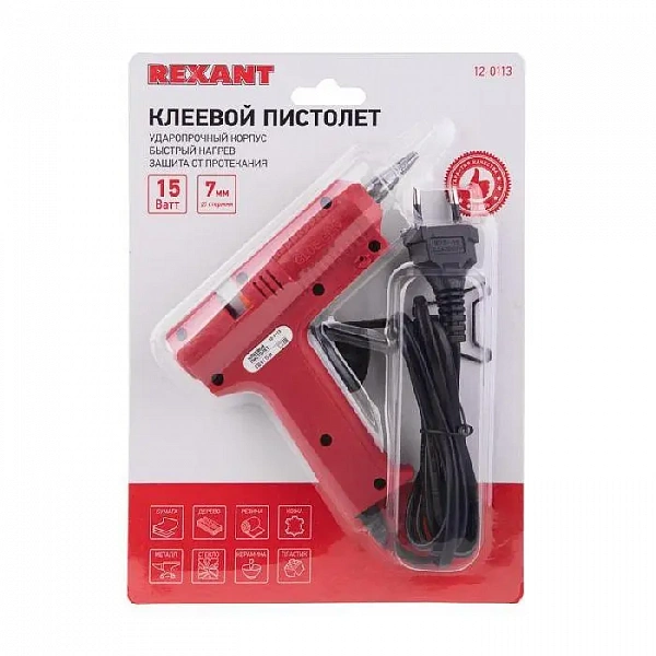Пистолет клеевой 15Вт (Профи) REXANT 12-0113