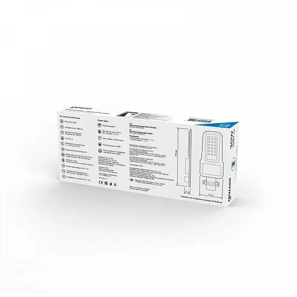 Светильник светодиодный Qplus 30Вт 5000К IP65 3600лм 120-260В 370х145х45мм ДКУ уличный консольный КСС Ш черн. GAUSS 629535330