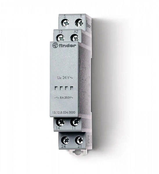 Реле модульное электронное вызывное со сбросом 1CO + 1NO 8А 12В AC/DC 17.5мм IP20 FINDER 131200120000