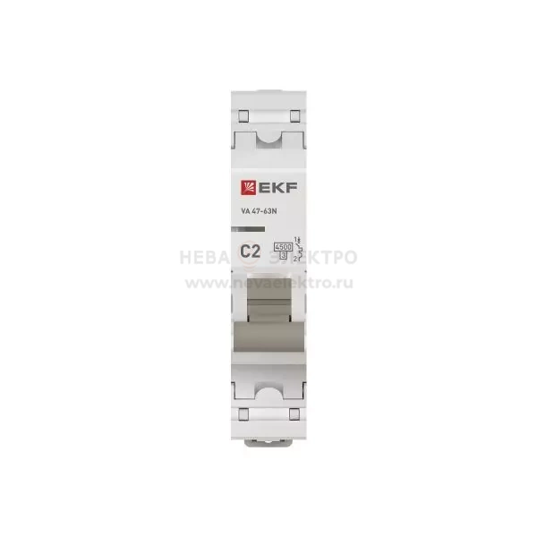 Выключатель автоматический модульный 1п C 2А 4.5кА ВА 47-63N PROxima EKF M634102C