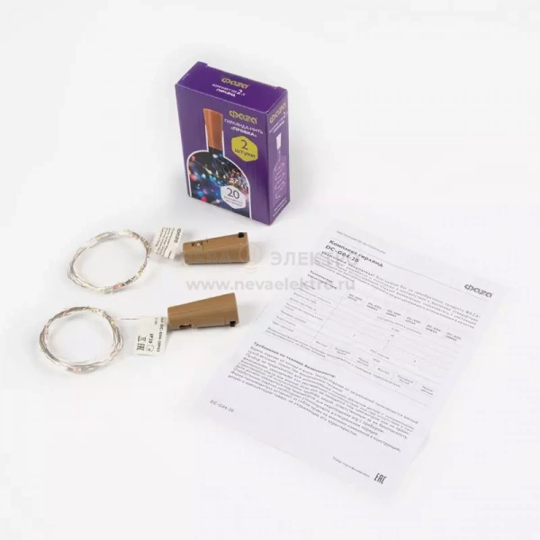 Гирлянда "Пробки" DC-G04-20MS2 20 RGB LED 3х(LR44/LR1154/AG13/G13) в компл. (уп.2шт) ФАZА 5059689
