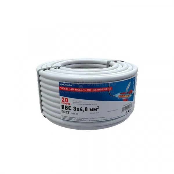 Провод ПВС 3x4.0 (уп.20м) Rexant 01-8050-20