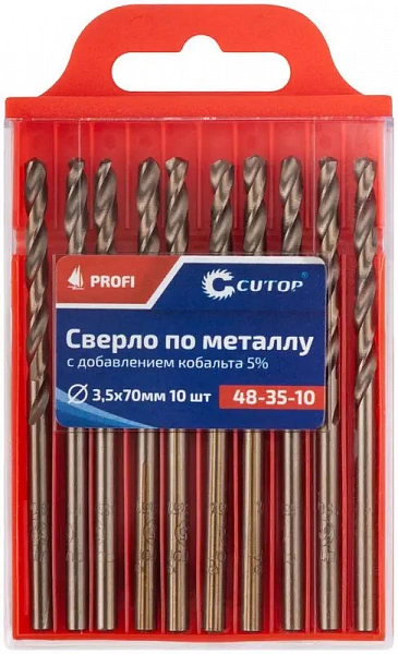 Набор сверл по металлу Profi 3.5х70мм с кобальтом 5проц. (уп.10шт) Cutop 48-35-10