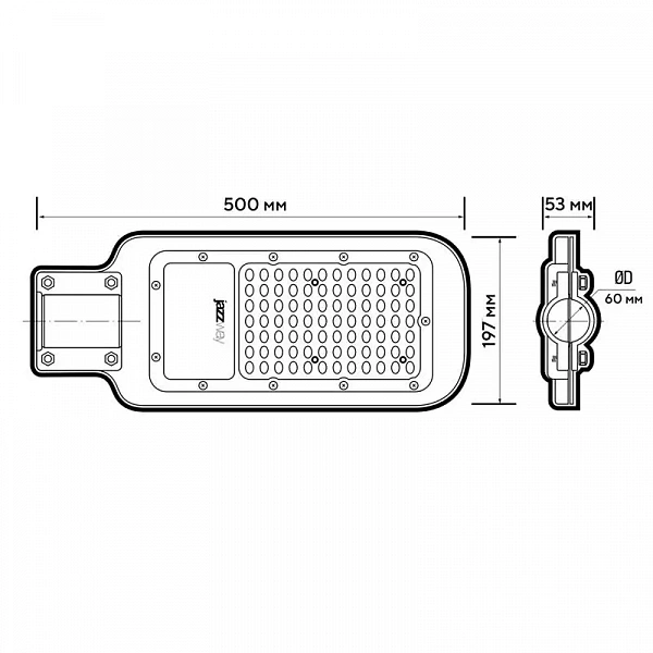 Светильник светодиодный PSL 07 120Вт 5000К IP65 180-260В AC ДКУ уличный JazzWay 5041110