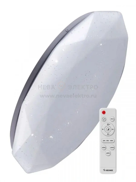 Светильник светодиодный PREMIUM DIAMOND 120Вт 230В 3000-6500К 9600лм IP40 500х90мм настенно-потолочный управляемый с пультом ДУ КОСМОС KSDiam120W