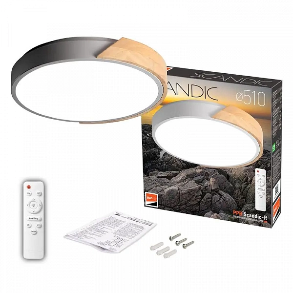 Светильник светодиодный декоративный PPB Scandic-R DIM 90Вт 3000-6500К IP20 настенно-потолочный бытовой диммир. GR/W JazzWay 5037151