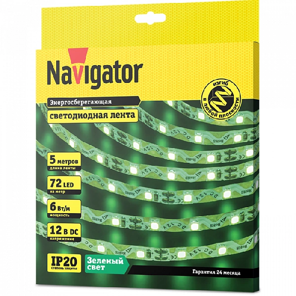 Лента светодиодная 14 474 NLS-2835GST72-6-IP20-12V (уп.5м) NAVIGATOR 14474