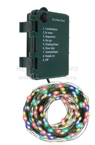 Гирлянда "Роса" DC-G06-120M 120 RGB microLED 12.1м. 8реж. 3хAA ФАZА 5059610