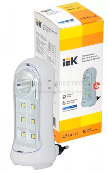 Светильник ДБА 3924 аккумулятор 3ч 1.5Вт IEK LDBA0-3924-07-K01