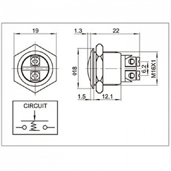 Кнопка антивандальная d16 Б/Фикс (2с винт) OFF-(ON) сфера (A16-A2) Rexant 36-3230