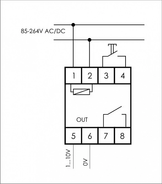 Реле времени PCZ-531A10 6А 85-265В AC/DC 1NO IP20 1-10В/30мА 2мод. 1 канал аналог. выход; программирован. изменения уровня яркости; недел. цикл; установка на DIN-рейку F&F EA02.002.015