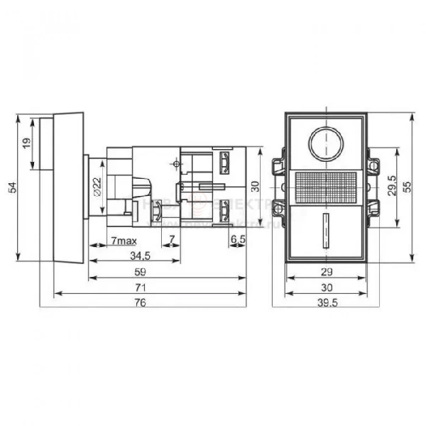 Кнопка LAY5 "I-O" прямоугольная 230 В NO+NC Rexant 36-5541