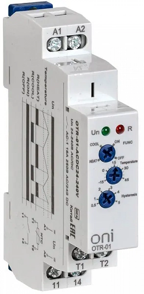 Реле температурное OTR-01 1 конт. 24-240В AC/DC ONI OTR-01-ACDC24-240V