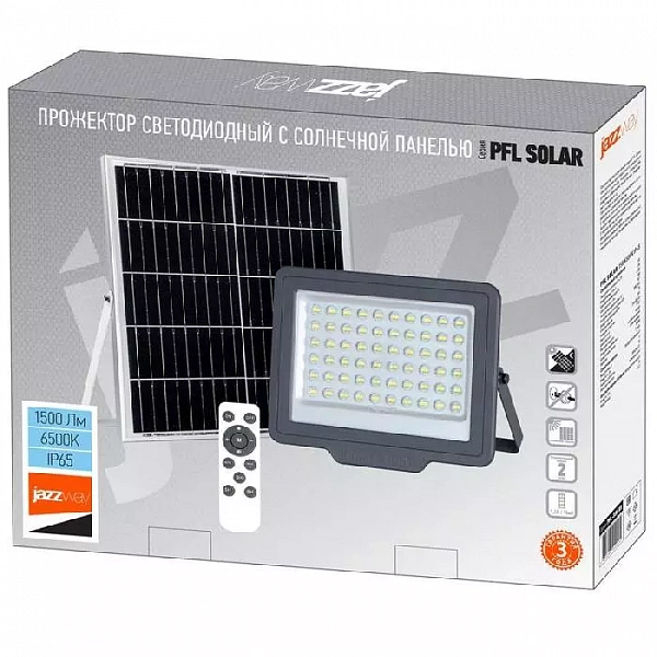 Прожектор светодиодный PFL SOLAR 150 6500К IP65 ДО с солнечн. панелью и пультом в комплекте JazzWay 5044425