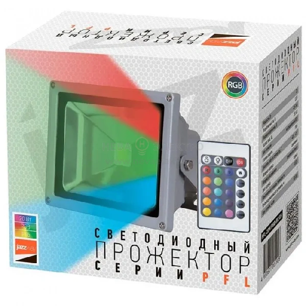 Прожектор светодиодный PFL-20W/RGB-RC/GR 20Вт IP65 ДО JazzWay 1005908