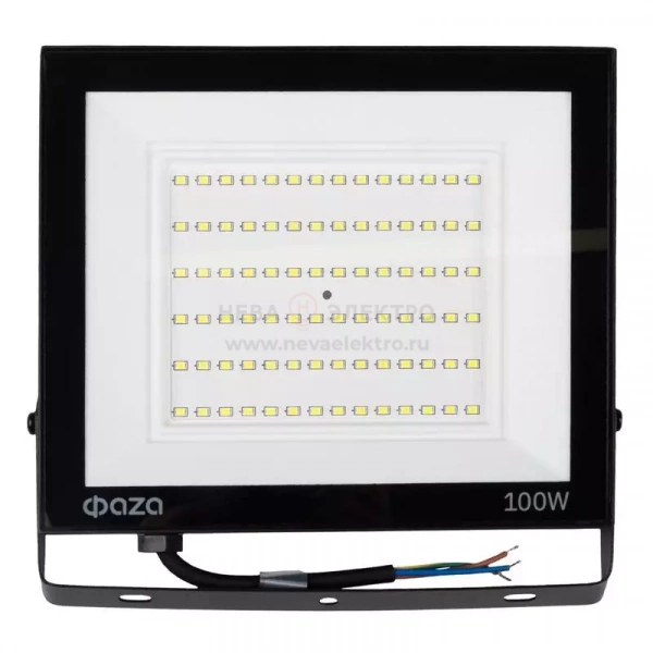Прожектор светодиодный СДО-20 100Вт 6500К IP65 230В BL ДО прозр. закален. стекло ФАZА 5047341