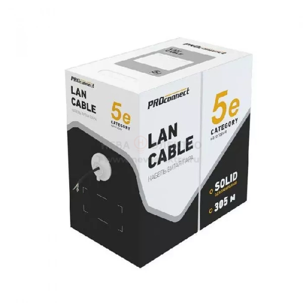 Кабель витая пара F/UTP кат.5e 4х2х24AWG solid CCA PE OUTDOOR омедненный алюм. черн. (уп.305м) PROCONNECT 01-0146-3